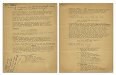 Moe Howard's 6pp. Script for Three Stooges Sketch Featuring Curly Joe, Circa Early 1960s -- With Moe's Annotations on First Page -- Very Good Condition